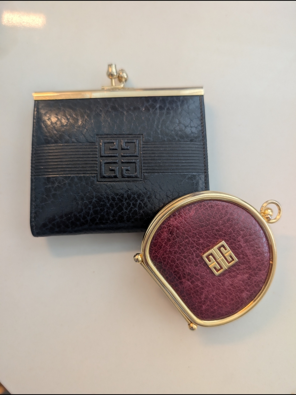Givenchy Leather Coin Purse Wallet Set - Black & Burgundy